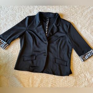 Robert Louis Black Blazer with Striped Cuffs